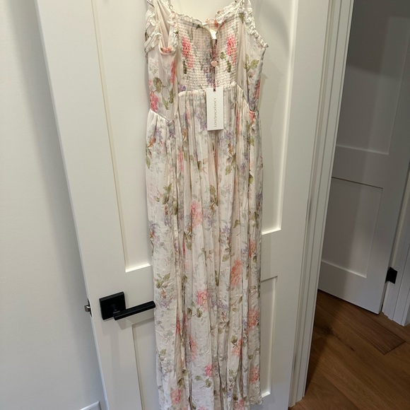 NWT LoveShackFancy Santee Lurex Chiffon Floral Maxi Dress - Picture 3 of 9